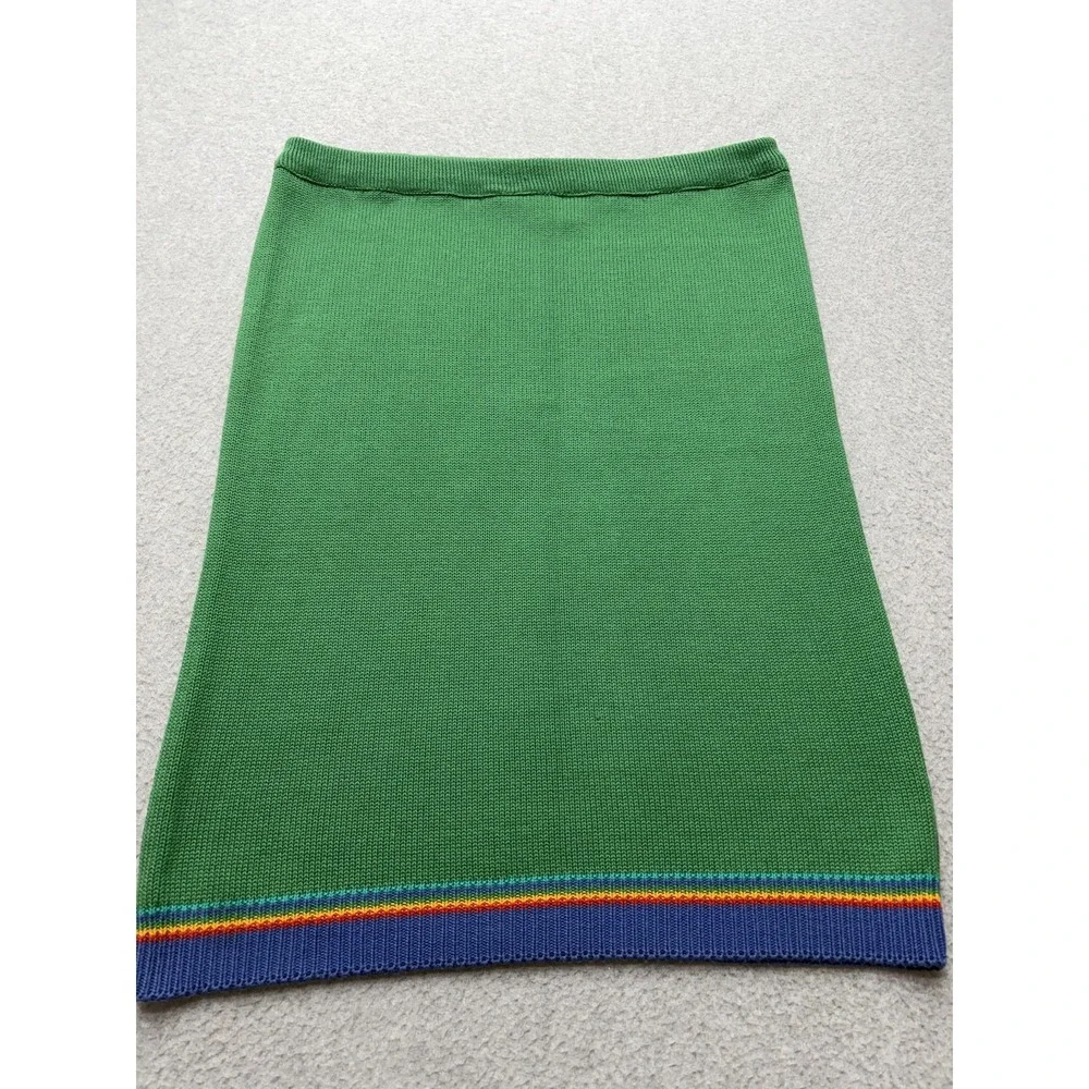 Vintage Mondi Skirt Womens 38 Green Knit‎ Rainbow Stripe Made in W Germany 80s